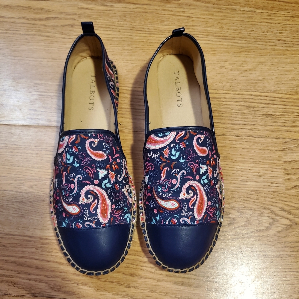 Talbots Blue Printed Slip-on Shoes Size 8